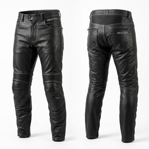 Pantalon de moto en cuir véritable personnalisé pour homme et femme, perforé, en cuir de vachette, équipement de course et de conduite - Product Image 1