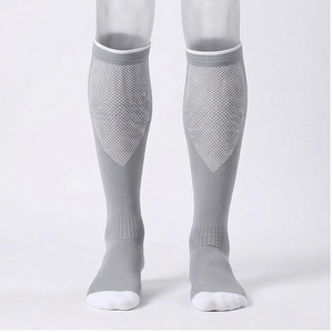 <b>Knee</b> <b>High</b> Running <b>Socks</b> Gray Dot Pattern Breathable Knitted for Adults Summer Sport Use - Product Image 1