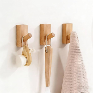 Wood Coat <b>Hook</b> Hanger Wall Mounted <b>Hook</b> for <b>Bathroom</b> Towel Storage Wall-mounted <b>Hooks</b> Suitable the Entrances Wood <b>Hook</b> - Product Image 1
