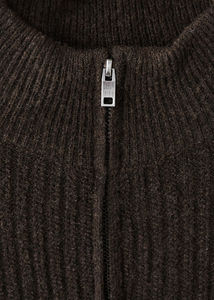 Suéter de punto acanalado de lana con cierre de cremallera, color sólido, grueso, para otoño, 100% lana para hombre - Product Image 5