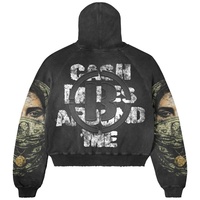 Survêtement unisexe à capuche en molleton 100 % coton, imprimé uni, style streetwear décontracté vintage tendance, personnalisable, haute qualité