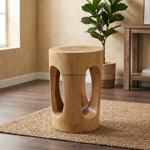 Taburete y Otomana de Madera Suar Hechos a Mano, Modernos, para Sala de Estar, Dormitorio y Apartamento, Muebles Decorativos - Product Image 5