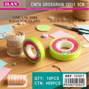 ริบบิ้นอิลัน กรอสเกรน 15Y 1.5ซม. สีเขียวอ่อน สำหรับงานประดิษฐ์ - Product Image 3