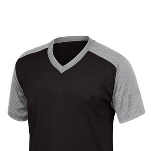 Vêtements de sport, vêtements d'extérieur, maillots de sport à manches courtes, col en V, couleur gris et noir, col en V, matériau personnalisé - Product Image 3