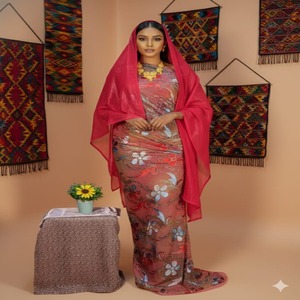 Tissu de robe en soie douce imprimé jacquard en velours twill slub somalien tendance inégalé, écologique, pour les fêtes de mariage - Product Image 1