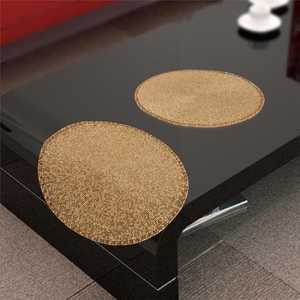 Juego de Manteles Individuales/Cubiertas de Mesa Artesanales con Cuentas, de Poliéster/Algodón, con Bordado Floral y Rayas, 2 Piezas - Decoración del Hogar, Comedor, Regalo de Inauguración - Product Image 3