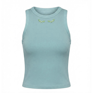 Camiseta sin mangas de alta calidad para mujer, sexy, de algodón tejido, para entrenamiento y fitness, sin tirantes, de secado rápido y transpirable. - Product Image 1