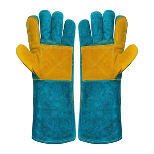 Gants de soudage en cuir de vachette renforcé avec paume en cuir, robustes, pour la protection des mains en milieu industriel, durables pour le barbecue - Product Image 1