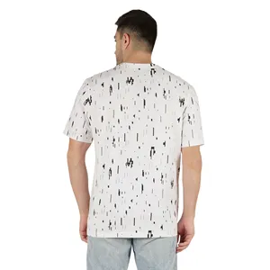 T-shirt à manches courtes pour homme Everglide Corporation, imprimé géométrique blanc, coupe classique, col rond, tissu jersey 100% coton - Product Image 6