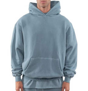 Men's Black Hooded Fleece Sweatshirt Oversized Fit with Pocket Casual Winter Digital Printing 100% Cotton - Product Image 5