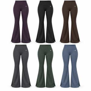 Pantalones de Ocio Acampanados y de Corte Bootcut para Mujer |   Negro, Morado, Azul, Verde, Marrón |   Fabricante de Ropa Deportiva |   OEM ODM |   Logotipo Personalizado | - Product Image 5