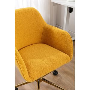 Silla Moderna para Oficina en Casa con Altura Ajustable, Giratoria 360°, Material de Tela Tipo Peluche, Patas de Metal Dorado, Ruedas Universales - Product Image 3