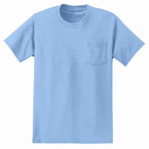 Men's Light Blue Cotton <b>T</b>-<b>Shirt</b> Short Sleeve O-Neck <b>Pocket</b> Casual Wear <b>T</b> <b>Shirt</b> Regular Fit <b>T</b> <b>Shirt</b> Solid Color Jersey Knit - Product Image 1