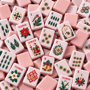 Fichas de Mahjong Americanas de Diseño Original, Acrílicas de Alto Contraste, 160 Piezas, Juego de Fichas de Mahjong Navideñas en Rosa Medianoche Nórdico - Product Image 4