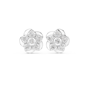 Luxury Vintage <b>Silver</b> IGI Certified Floral Diamond <b>Stud</b> Earrings for Women-Wedding Engagement Gift Fine Jewelry - Product Image 1