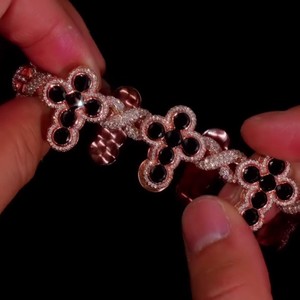 Black Lab Grown Cross <b>Bracelet</b> 10k <b>Solid</b> Gold 925 <b>Silver</b> Heavy 66g Iced Out Link <b>Bracelet</b> Wholesale Hip Hop Jewelry Factory - Product Image 1