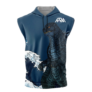 Vente en gros de sweats à capuche sans manches zippés en polyester par sublimation pour hommes, vêtements de musculation, anti-rétrécissement, fabriqués en Chine, meilleur prix, style et qualité supérieurs - Product Image 2