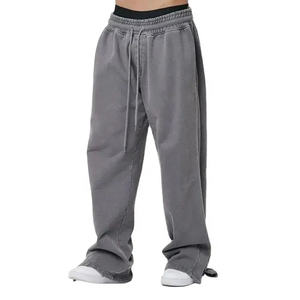 Pantalon de survêtement baggy streetwear pour homme, logo personnalisé, vintage, délavé à l'acide, coupe large évasée, fabriqué au Pakistan - Product Image 5
