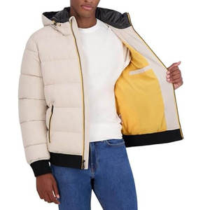Men's Solid for Coated ODM Hooded Puffer <b>Jacket</b> Zipper Closure Windproof Casual Autumn Wear Polyester Wadding Filling Regular - Product Image 6