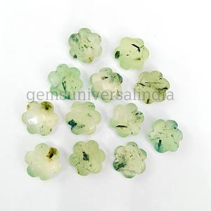 Prehnite naturelle sculptée à la main perles en forme de fleur pour la fabrication de bijoux 10mm Prehnite perles à facettes de pierres précieuses du fournisseur en gros - Product Image 5