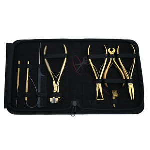 Premium Gold Hair Extension Toolkit with Seamless Tape <b>Tool</b> Micro Link Installation Plier <b>Threading</b> Loop and Parting Finger - Product Image 1