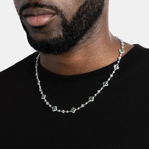 Collier chaîne à maillons en moissanite de luxe pour homme, en argent 925, bijoux de créateur, élégant, scintillant, cadeau personnalisé, accessoire de mode - Product Image 1