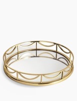 Plateau de service rond en aluminium doré pour la maison, l'hôtel, le restaurant, le bar, le bureau, les mariages et les Diwali - Personnalisable