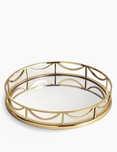 Plateau de service rond en aluminium doré, miroir, pour la maison, l'hôtel, le restaurant, le bar, le bureau, les mariages. - Product Image 3