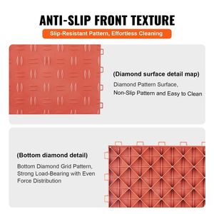 Lot de 25 dalles de revêtement de sol de garage emboîtables 12 x 12 x 0,53 pouces, antidérapantes, texture double face, en plastique pour garages - Product Image 4