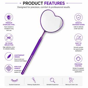 Miroir de poche en forme de cœur violet avec poignée texturée - Product Image 5