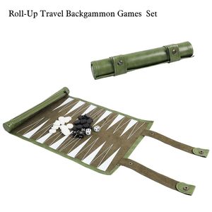 AQDAS INDUSTRIES Foldable <b>Backgammon</b> <b>Set</b> Green White Triangles Storage Zipper Pocket Outdoor Unisex Playing Game Customized Logo - Product Image 5