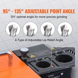 Affilatore Regolabile 3 in 1 per Punte da Trapano da 13mm, Angoli 95/135 Gradi, per Affilatura e Rilievo Labbra - Product Image 3