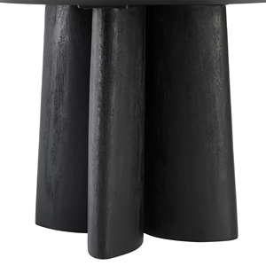 Base de pedestal redonda de madera maciza de mango con acabado negro mate oscuro, mesa de comedor moderna de estilo europeo para el hogar, cocina o restaurante. - Product Image 5