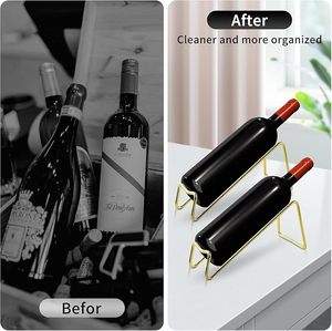Support à vin moderne en cuivre, porte-bouteilles minimaliste en métal pour la décoration de la maison - Product Image 2