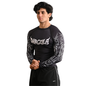 Camiseta de Compresión Personalizada para Hombre, Manga Larga, Diseño Gráfico en Blanco y Negro, Cuello Redondo, Ajustada, para Gimnasio, Entrenamiento, Deporte, Capa Base Deportiva - Product Image 4