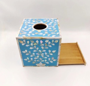 Caja de pañuelos rústica de MDF con incrustaciones de MOP y resina, portapañuelos, decoración de mesa para sala de estar, accesorios de decoración para el hogar - Product Image 3