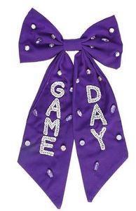 Jolie pince à cheveux de luxe écologique de 13 cm avec motif de patte, nœud en ruban violet, accessoires pour cheveux à motif animal pour femmes - Product Image 3