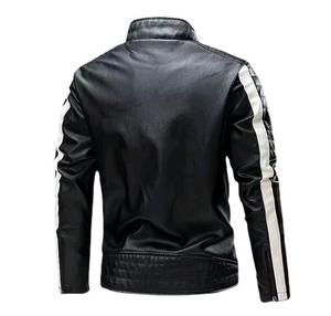 Design Red/Black/<b>White</b> Paneled Leather Faux Leather Zipper <b>Jacket</b> for Men - Product Image 2