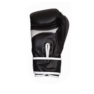 Gants de boxe en cuir noir avec fermeture auto-agrippante au poignet, conception à doigts entiers pour l'entraînement des adultes - Product Image 3