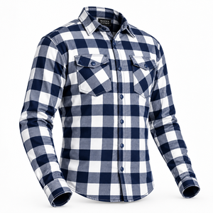 Chemise en flanelle à carreaux rouges et noirs pour homme Manwa Leather, manches longues, boutonnée, style western, chemise de protection. - Product Image 1