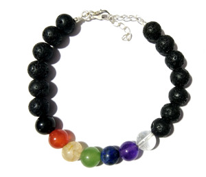 7 Chakra Lava Bead Bracelet, Solid 925 Starling <b>Silver</b> Healing Crystal Diffuser Jewelry Bracelet Adjustable Bracelets - Product Image 3