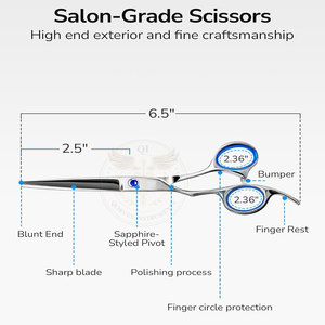 Tijeras de Peluquería Profesionales QORVEX INSTRUMENTS de Acero Inoxidable, Punta Recta y Afilada, Diseño Ligero para Diestros - Product Image 5
