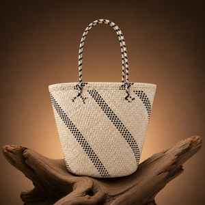 Bolso Tote de Paja Estilo Bohemio Ecológico Lontar, de Gran Capacidad, con Parte Superior Abierta, para la Playa y Uso Diario - Product Image 1