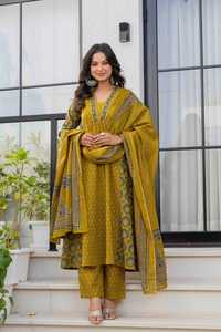 Ensemble Kurta et Dupatta Sarai Jaipur pour femme, en coton, traditionnel, longueur cheville, coupe classique, infroissable, en matériaux recyclés, idéal pour les mariages - Product Image 5
