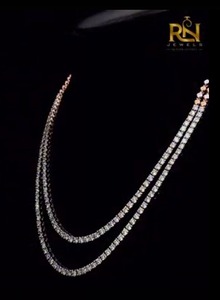 สร้อยคอเพชรเทนนิสทรงกลมสองชั้น เพชรเพาะเลี้ยง 9K 14K 18K ทองคำแท้ ขายส่งจากโรงงานโดยตรง - Product Image 2