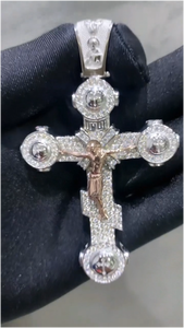 CONCEPTION Pendentif Croix Personnalisé en Moissanite, Style Hip Hop Rapper, Initiales Serties de Pierres, Plaqué Or 18K, Unisexe, Bijoux en Argent Sterling 925 - Product Image 5