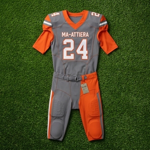 Custom Men's Orange Gray American Football Uniform <b>Padded</b> Jersey <b>Pants</b> Set Sports Team Apparel - Product Image 6