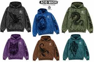 Sudadera con Capucha para Hombre Long Mission, Estampado de Águila con Efecto Ácido, Estilo Urbano Oversize, 100% Algodón, Forro Polar Transpirable, Bolsillo Forrado - Product Image 6