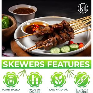 100 Spiedini di Bambù Lunghi 45 cm, Spessi 4 mm, per Barbecue, Spiedini, Grigliate, Arrosto di Marshmallow e Smores - Product Image 2