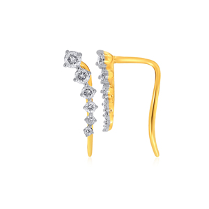 Boucles d'oreilles à crochet en diamant Starry Pebbles pour femmes, en or jaune, diamant taille brillant rond, style minimaliste, pour usage quotidien - Product Image 3